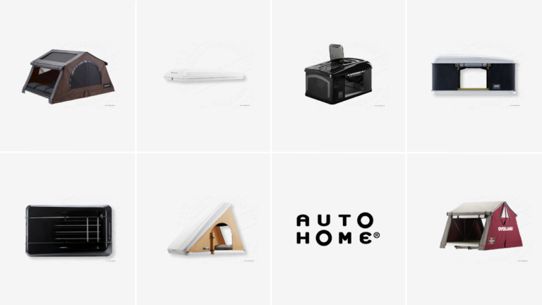 grey background with 2 x 4 squares in each square is one Autohome rooftop tent to show the range of choices